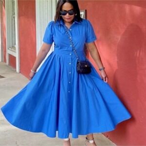 Alexis for Target blue button up shirt dress, size 4x, nwot